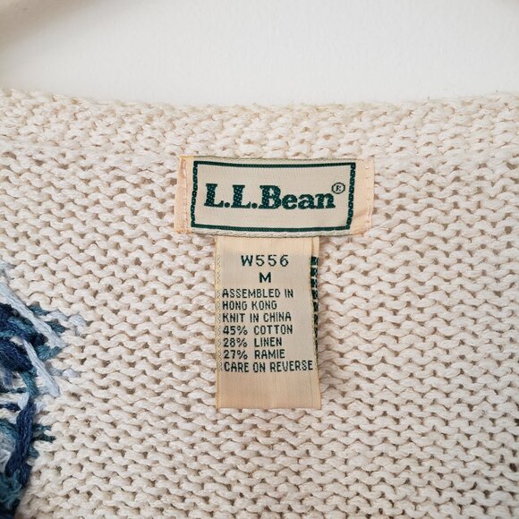 Vintage L. L. Bean Floral Button Down Knit Cardigan Sweater Size M - Picture 11 of 16